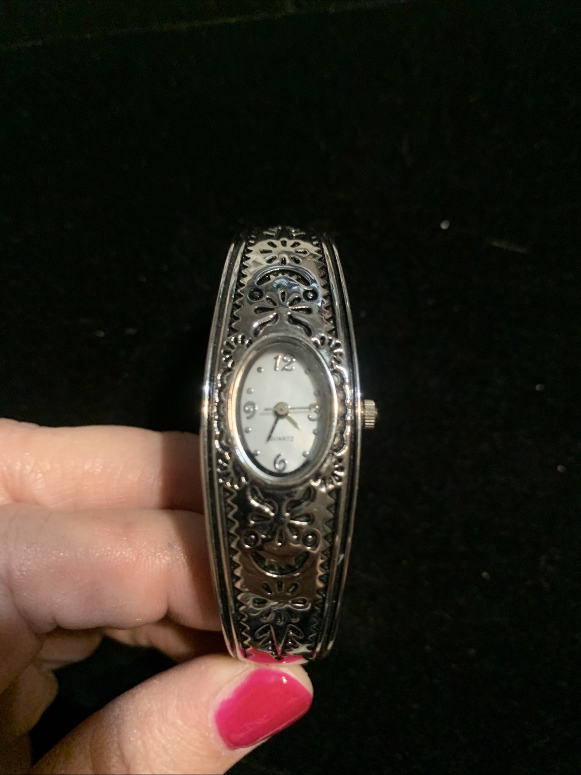 Vintage Silver Bracelet Bangle STUDIO Watch New Battery Boho Style Pretty!