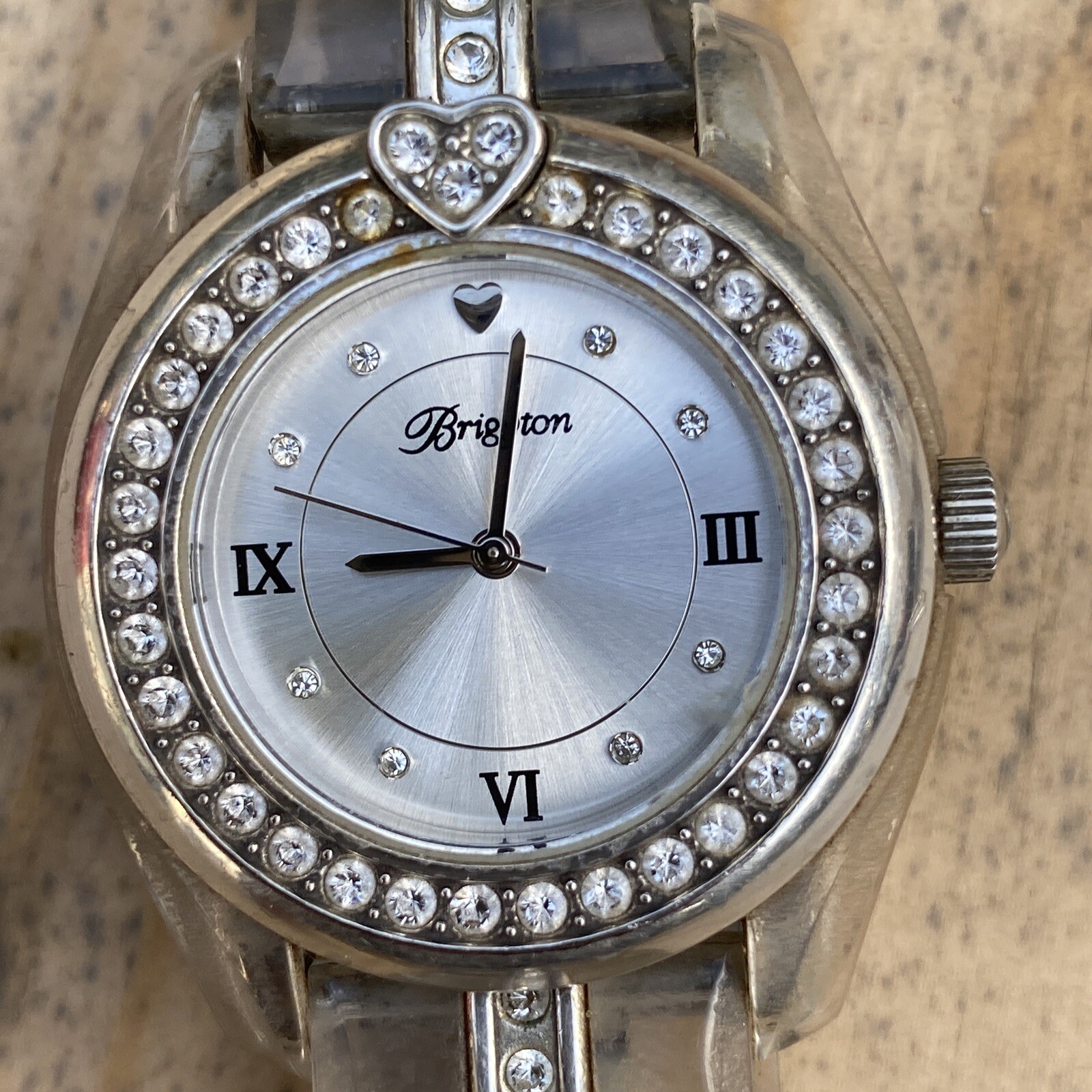 Brighton Dana Point Crystal Bezel Clear Ceramic Bracelet With Stones Watch