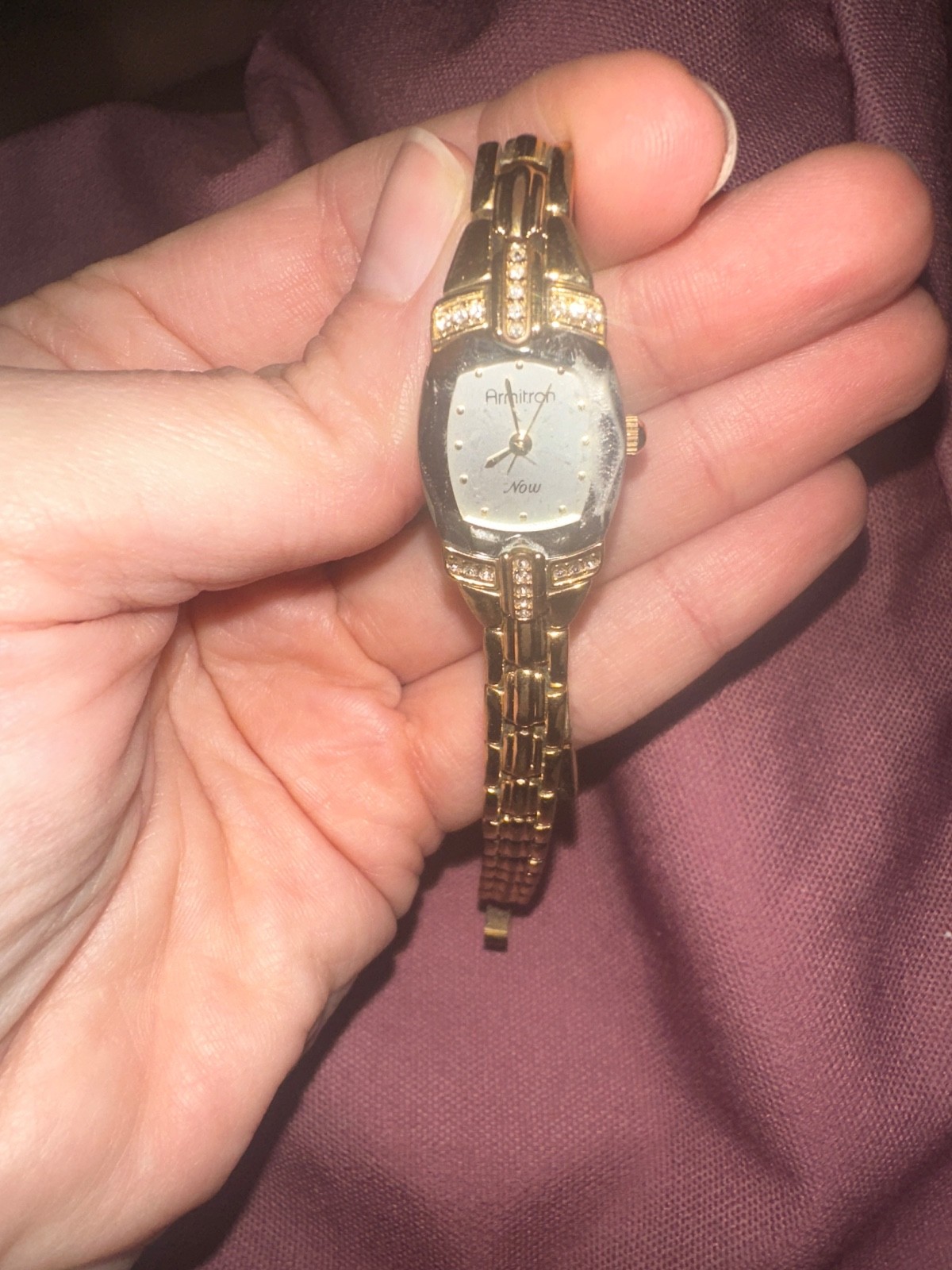 Armitron Now 75/3018 Rhinestone Analog Dress Ladies Watch NEEDS Battery