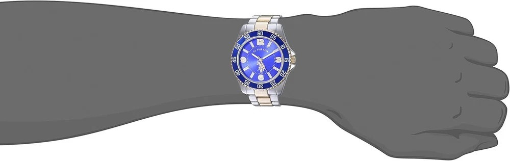Watch with Royal Blue Dial and Fold-Over Clasp – Gold and Silver Metal Bracelet