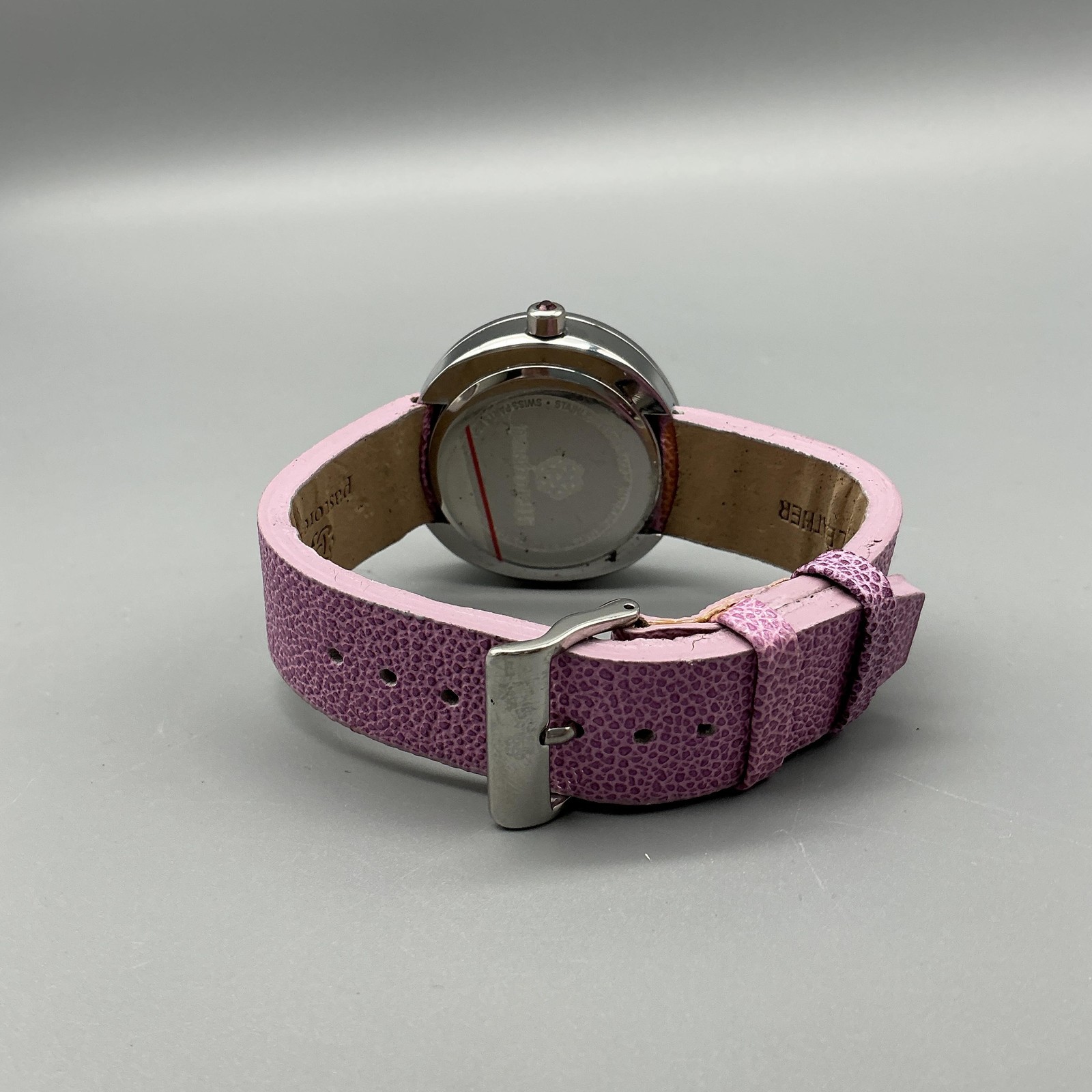 Pastorelli Womens Watch 38mm Purple Dial Pink Leather Strap 30M New Battery