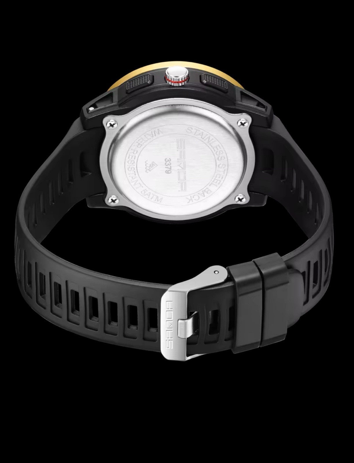 SANDA Men’s Quartz Analog-Digital Watch Day/Date Alarm 5ATM TPU Strap 22mm