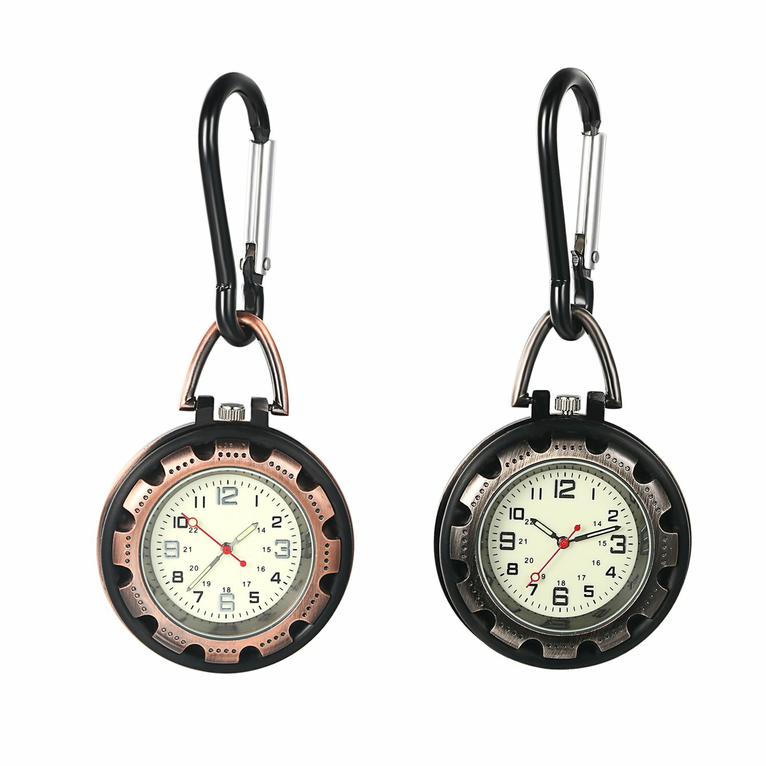 Outdoors Clip-On Carabiner Backpack Luminous Night Watch With Compass For Hikers