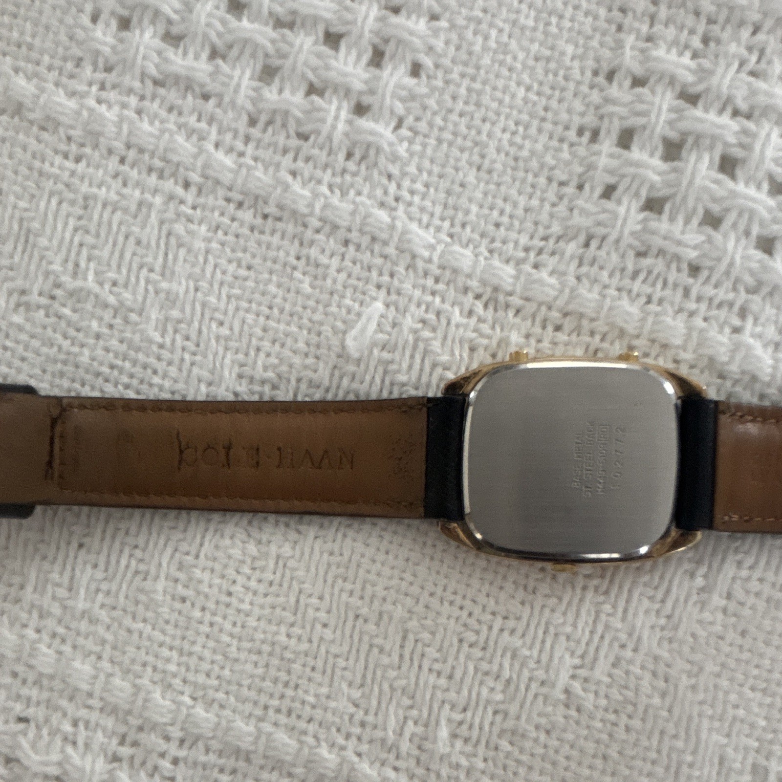 Seiko Quartz Analog-Digital Square Gold Tone & Black Leather Watch