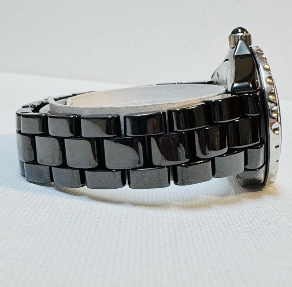Stuhrling Black Ceramic 34mm Women’s Sapphire Crystal Watch Baguette Bezel 530S2
