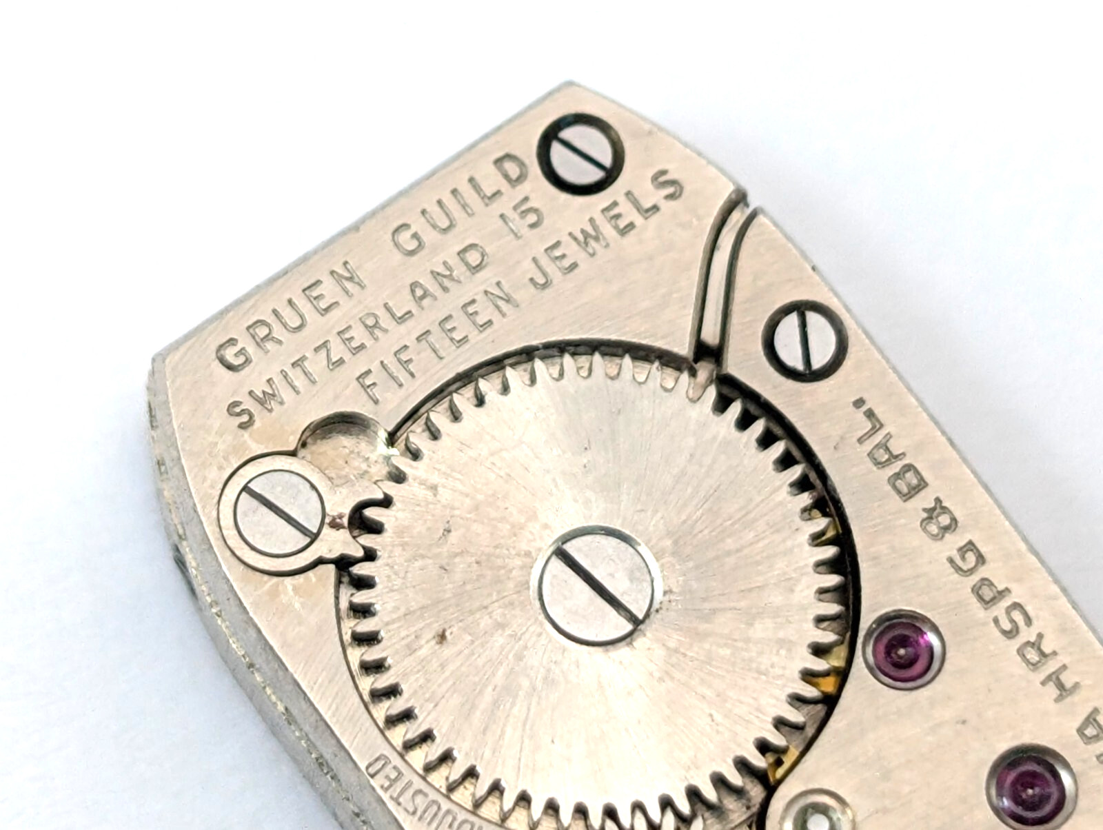 GRUEN GUILD 15j Cornoruma Art Deco Petite 11mm Swiss Watch Movement PARTS REPAIR