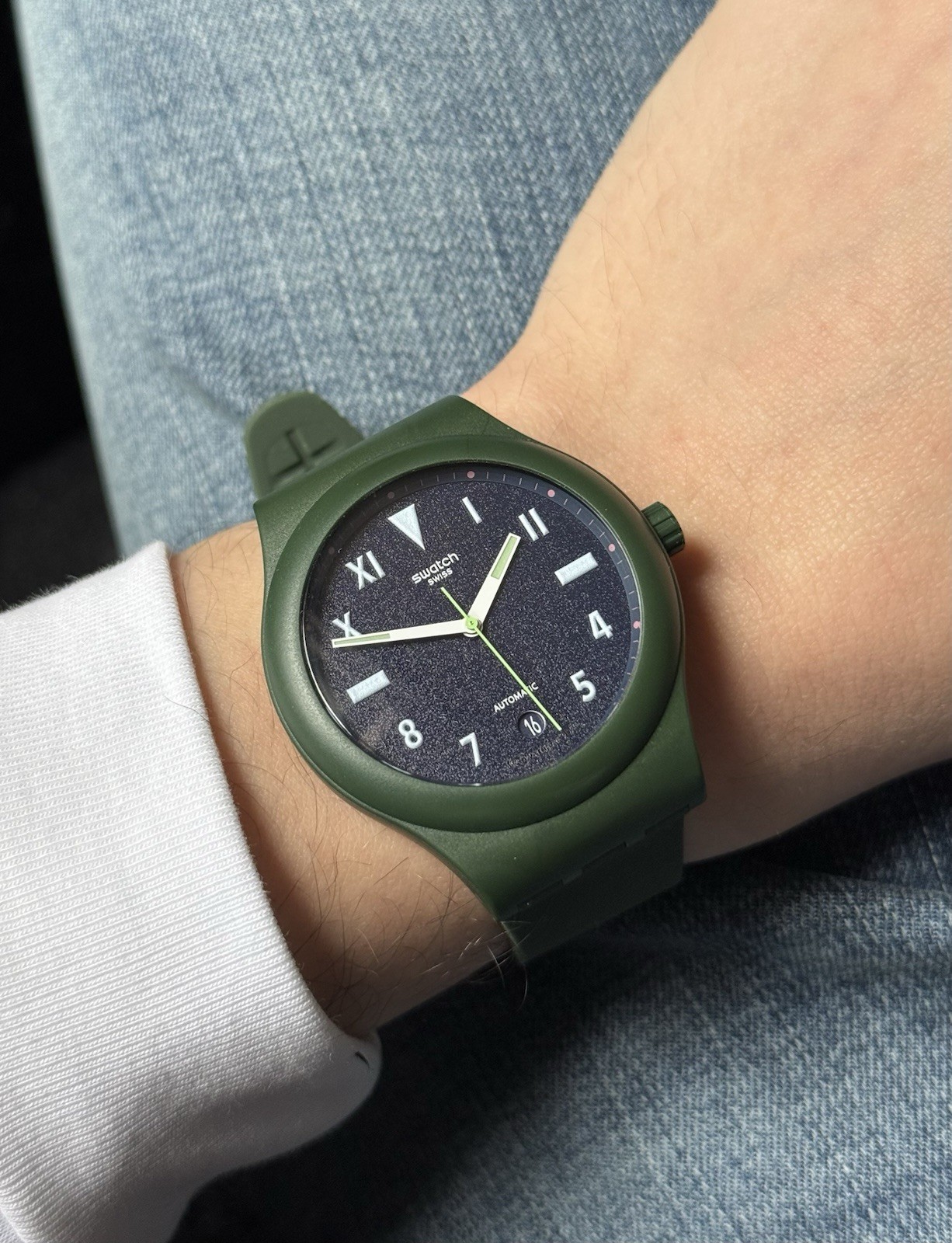 Hodinkee x Swatch Limited Edition – Green Automatic Watch with Box