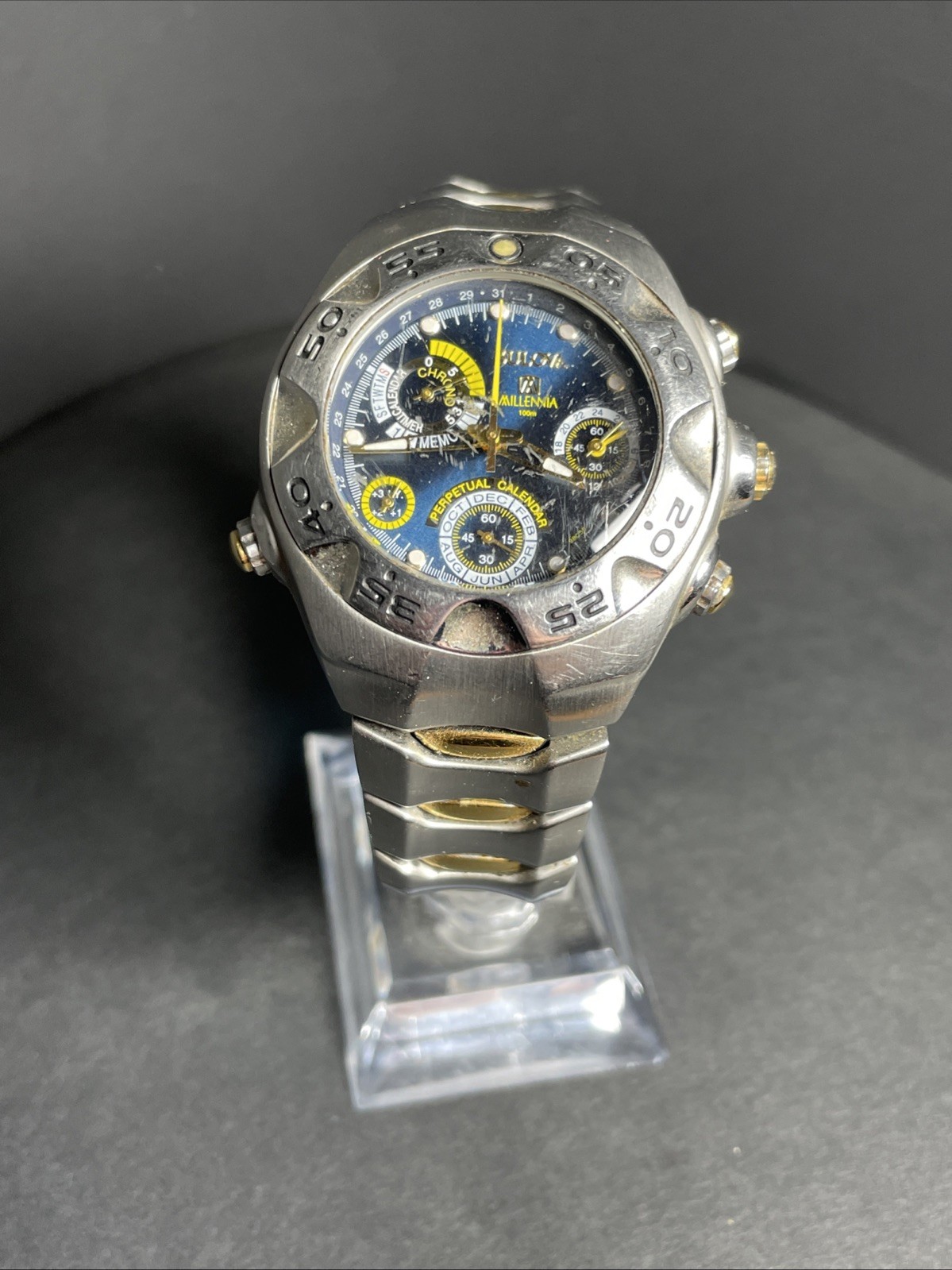 BULOVA MILLENNIA 96C10 Perpetual Calendar Chronograph Mens Wrist Watch #0079