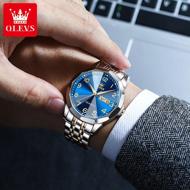 OLEVS Luxury Men’s Quartz Watch Business 3 Bar Luminous Stainless Steel Watch