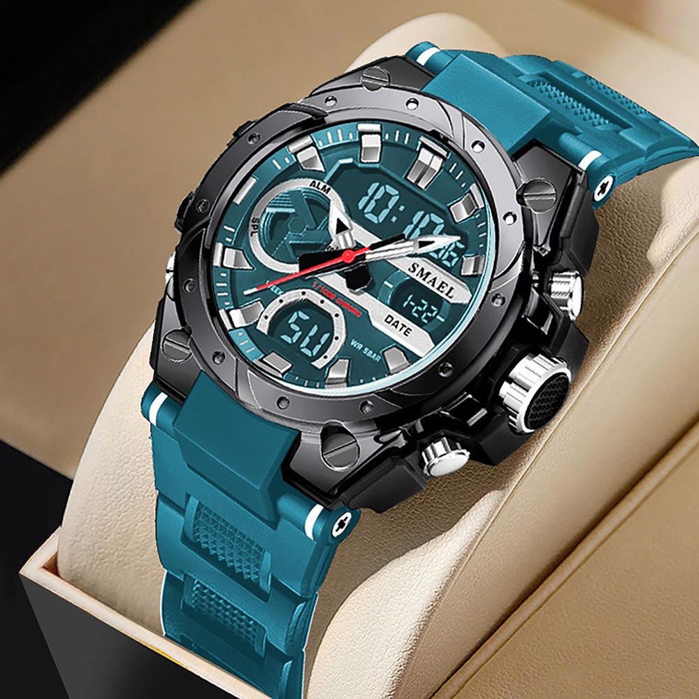 SMAEL Men Digital Sport Watch Large Dial LED Alarm Wristwatch Boy Military Watct