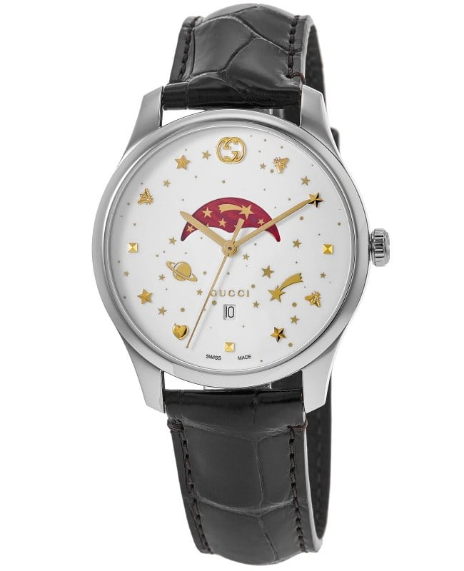 New Gucci G-Timeless Quartz White Dial Black Leather Strap Men’s Watch YA126325