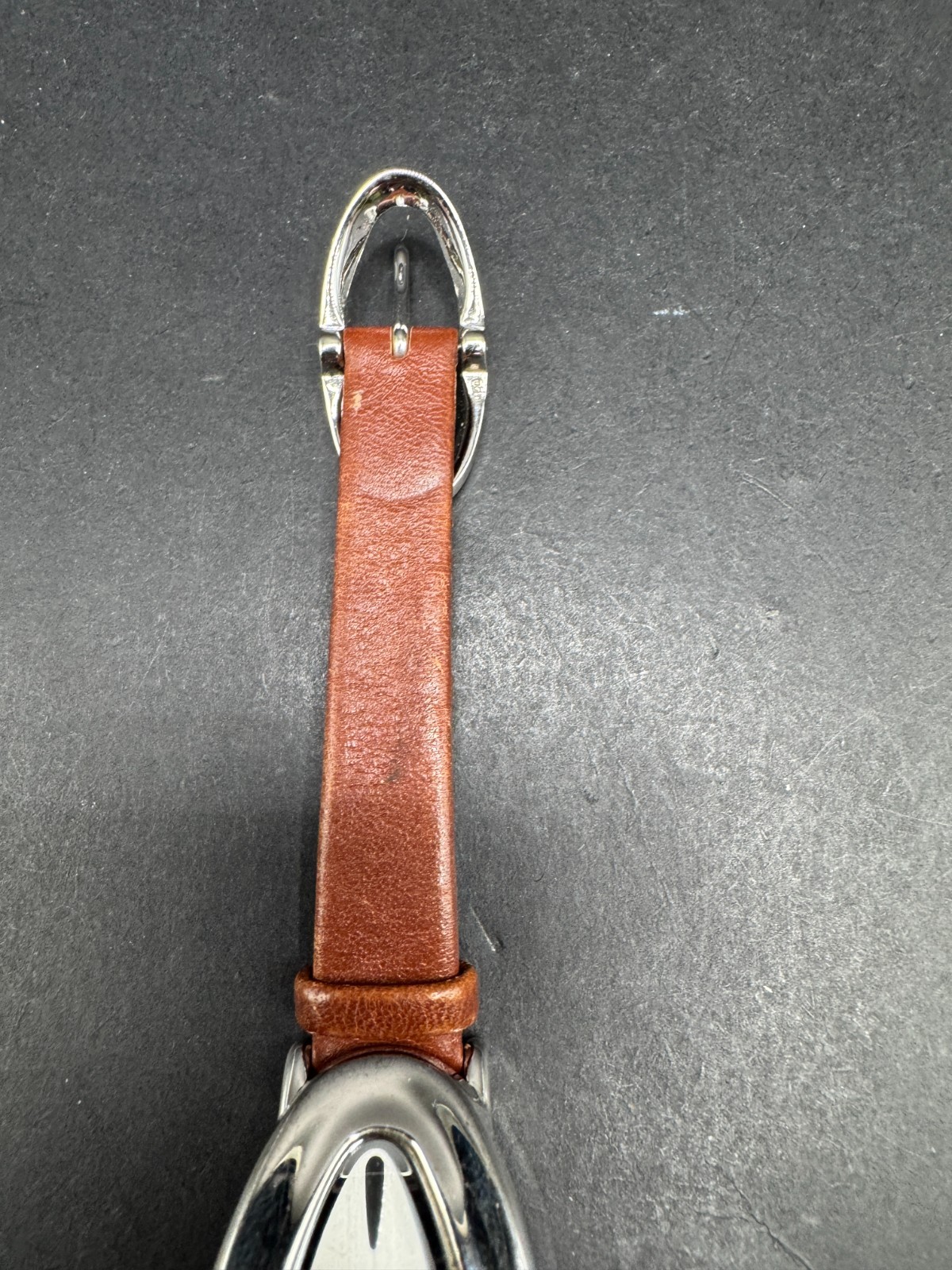Robert Lee Morris Studio 925 Sterling Silver Modernist Oval Watch Brown Band