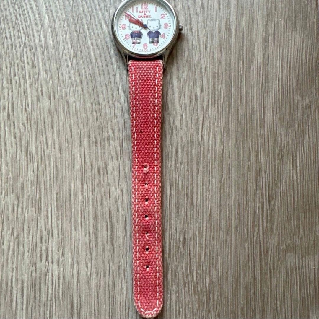 Sanrio Hello Kitty & Daniel Quartz Watch Red Canvas Band Used