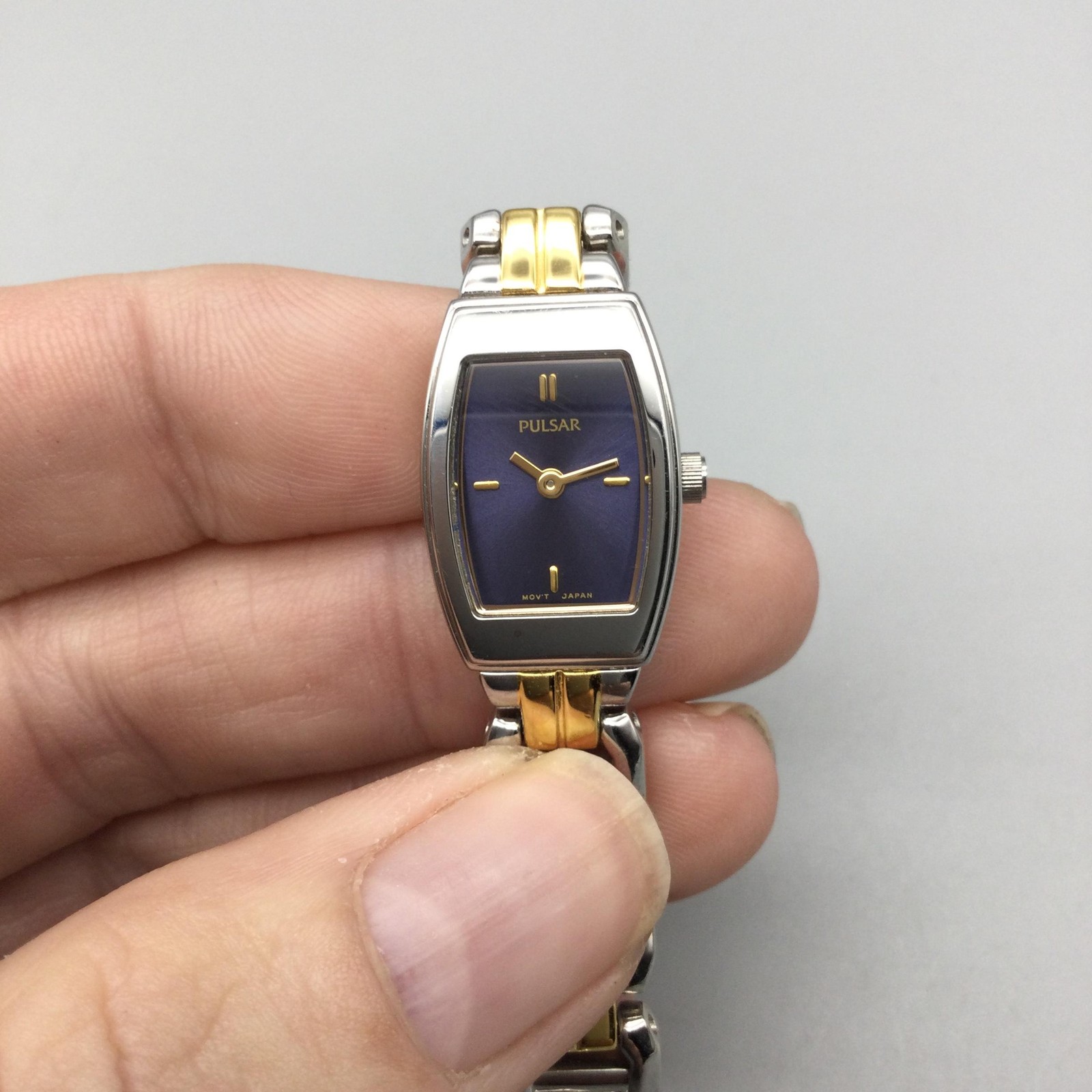 Pulsar Womens Watch 15mm Blue Dial Two Tone Steel Bracelet New Battery 7.25″