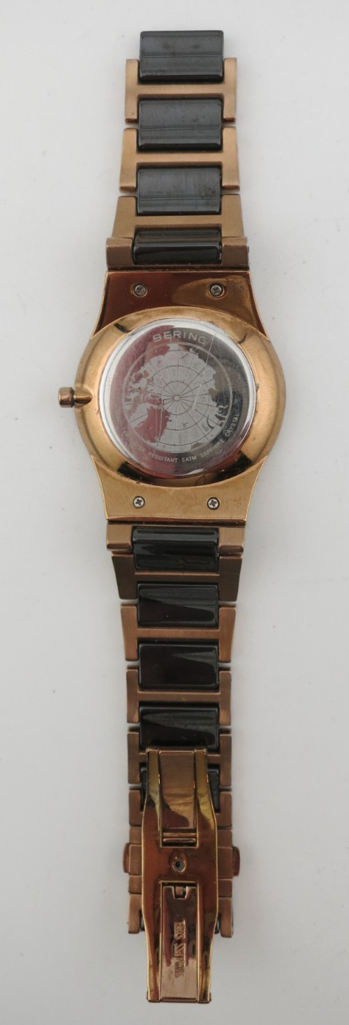 Bering Ceramic and Rose Gold-Tone Bracelet Ladies Watch – 32435-746 – New Batt