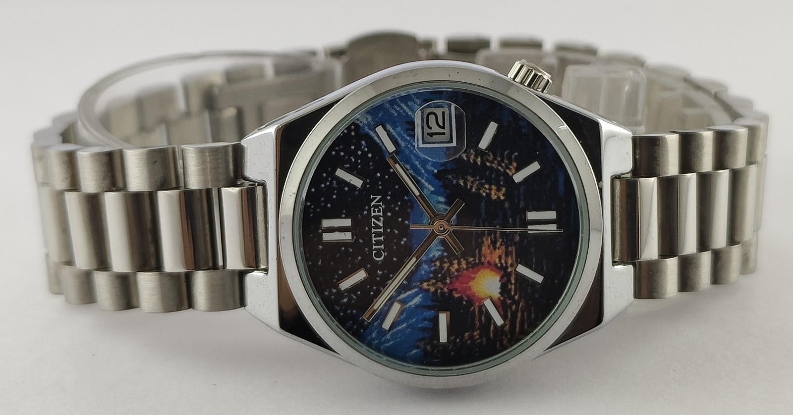 Citizen Quartz Black Dial ‘Date’ Great Working Women Wristwatch Steel Band