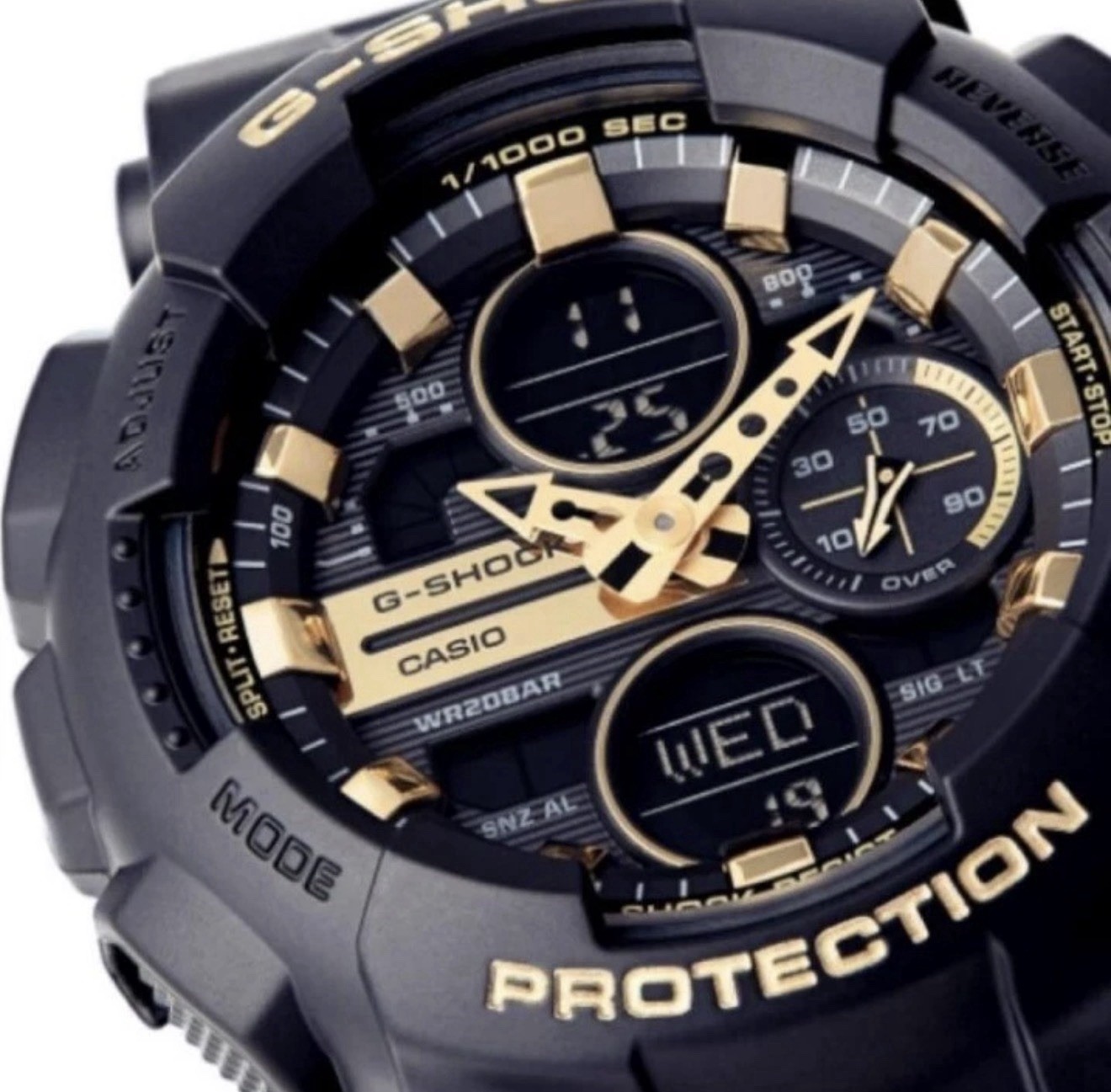 Casio G-SHOCK Black/Gold Analog-Digital Quartz 200m Resin Watch w/ Box