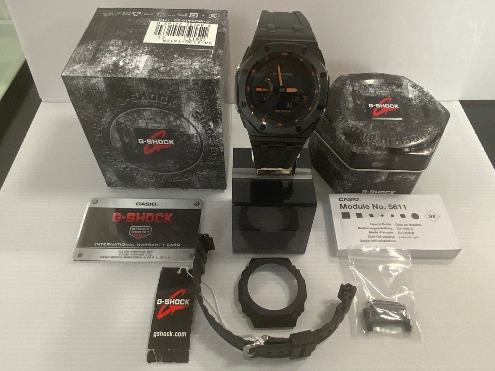 Custom GShock GA2100 Casioak rubber strap Black & Black