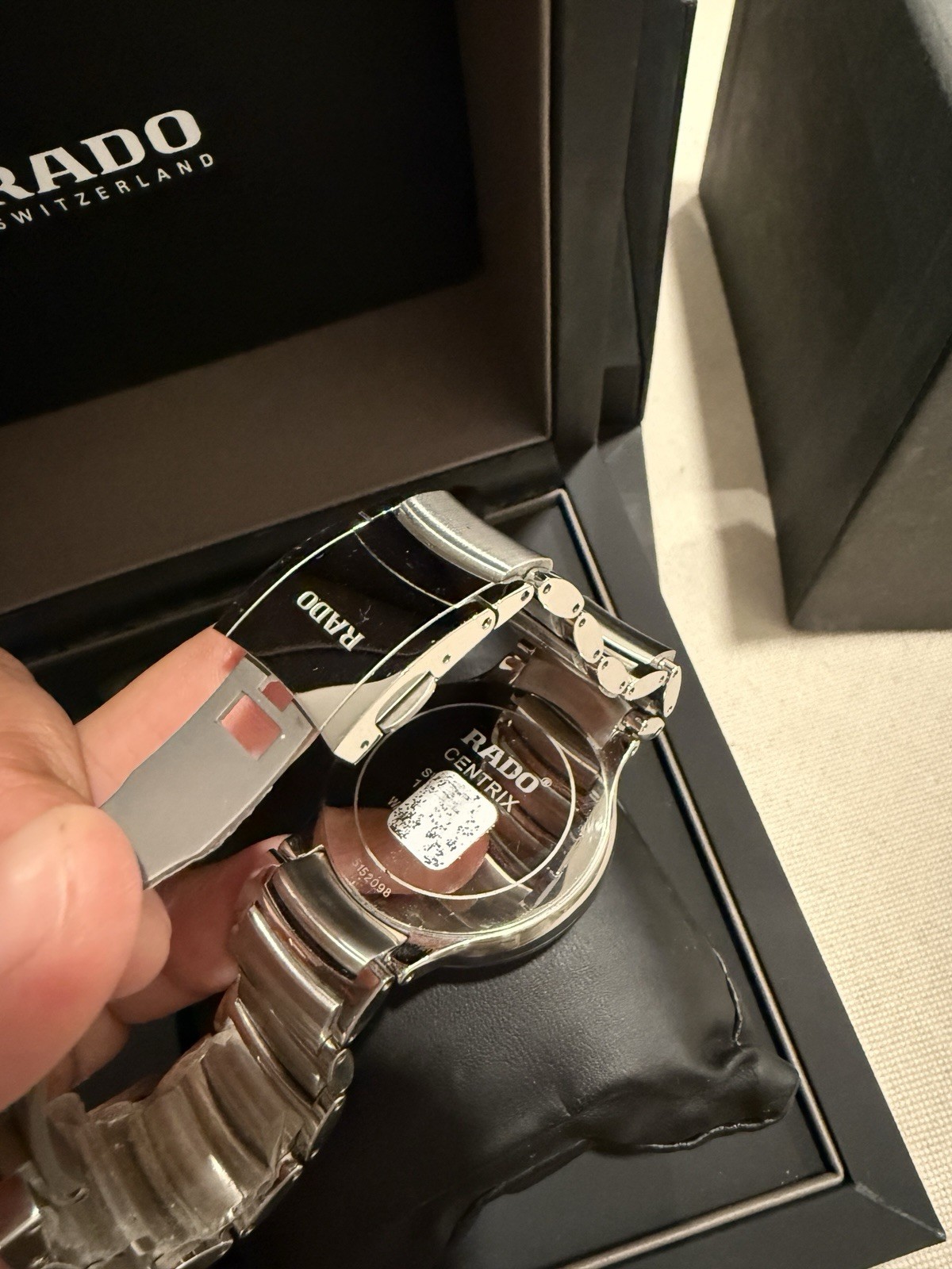 Rado Centrix Quartz Men’s Watch Black Dial Silver Stainless Steel Bracelet