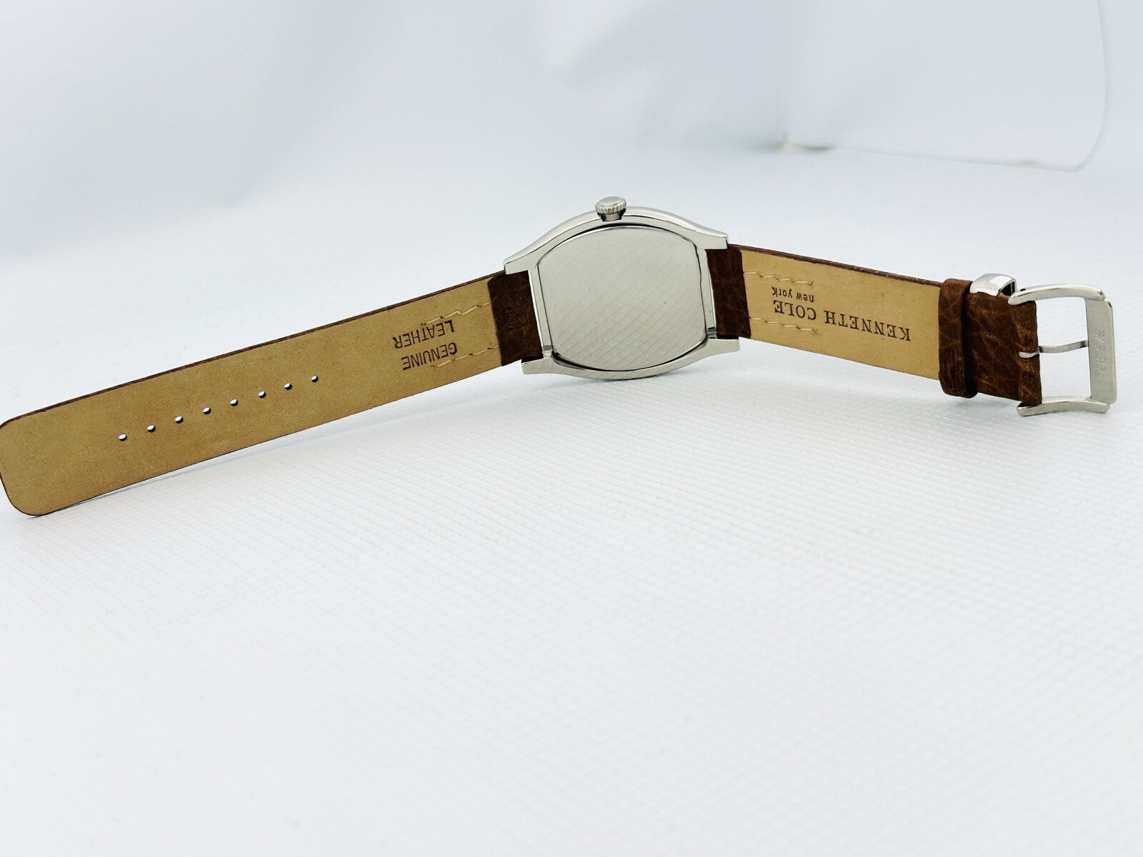 Kenneth Cole KC1273 Men’s Barrel / Tonneau Shape Brown Dial &Leather Strap Watch