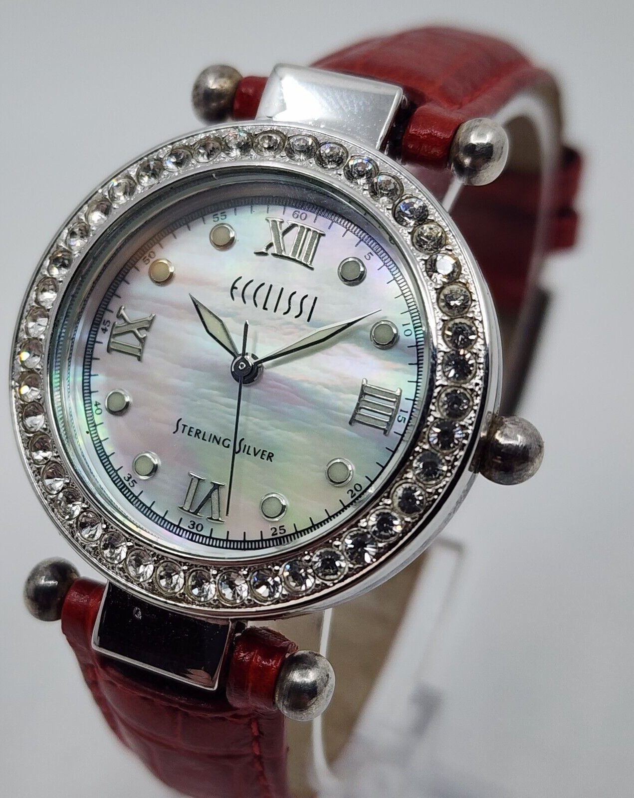Ecclissi Sterling Silver Women’s Watch #22340 Swarovski Crystals Sterling Band