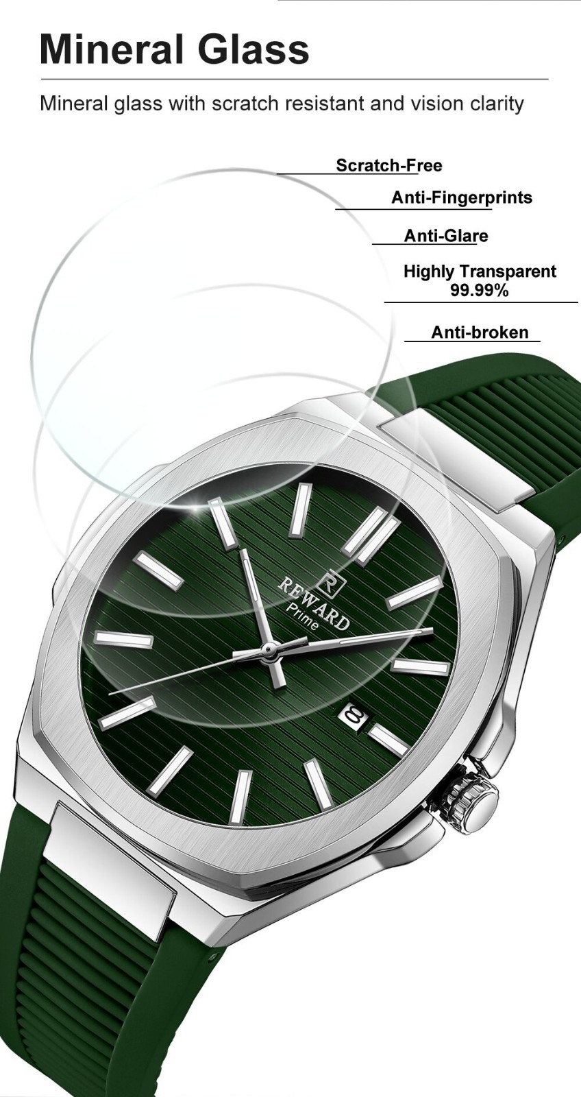 REWARD Men’s Business Luminous Waterproof Leisure Calendar Quartz Wristwatch