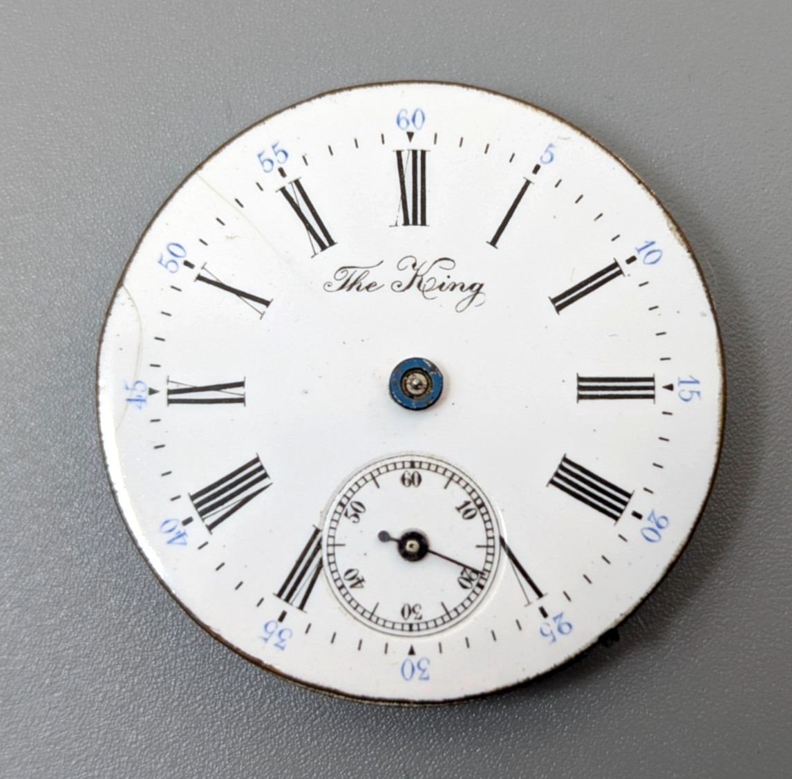 Vintage THE KING 35mm Swiss Made Formal Dress Pocket Watch Movement PARTS REPAIR
