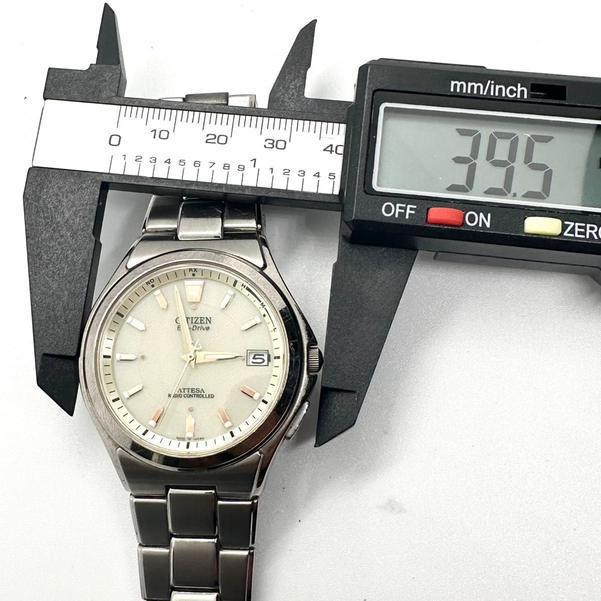Citizen Attesa Eco-Drive Radio Date Champagne Dial Titanium Watch Japan