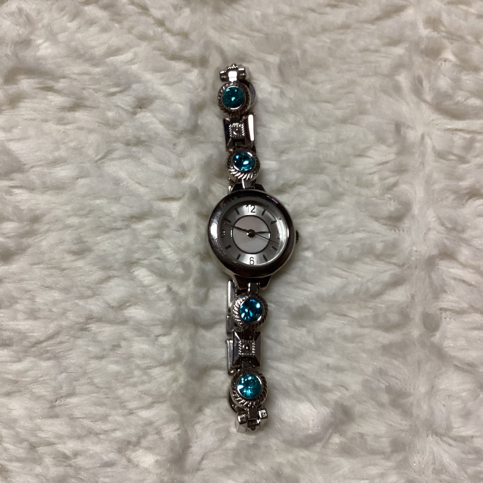 Vtg Allude Ladies Watch Silver Tone Blue Crystal Band fmdal621 – Untested