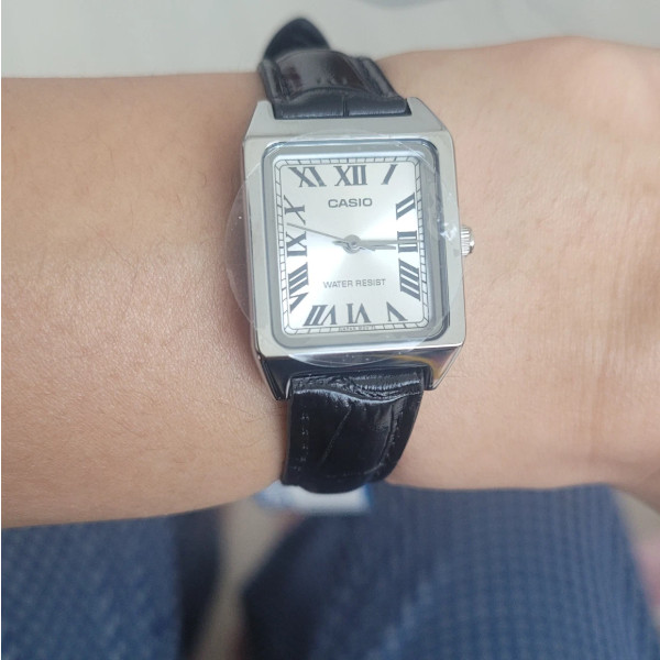 Casio LTP-V007L-7B1 Classic Square Tank Watch Roman Numerals Silver Leather