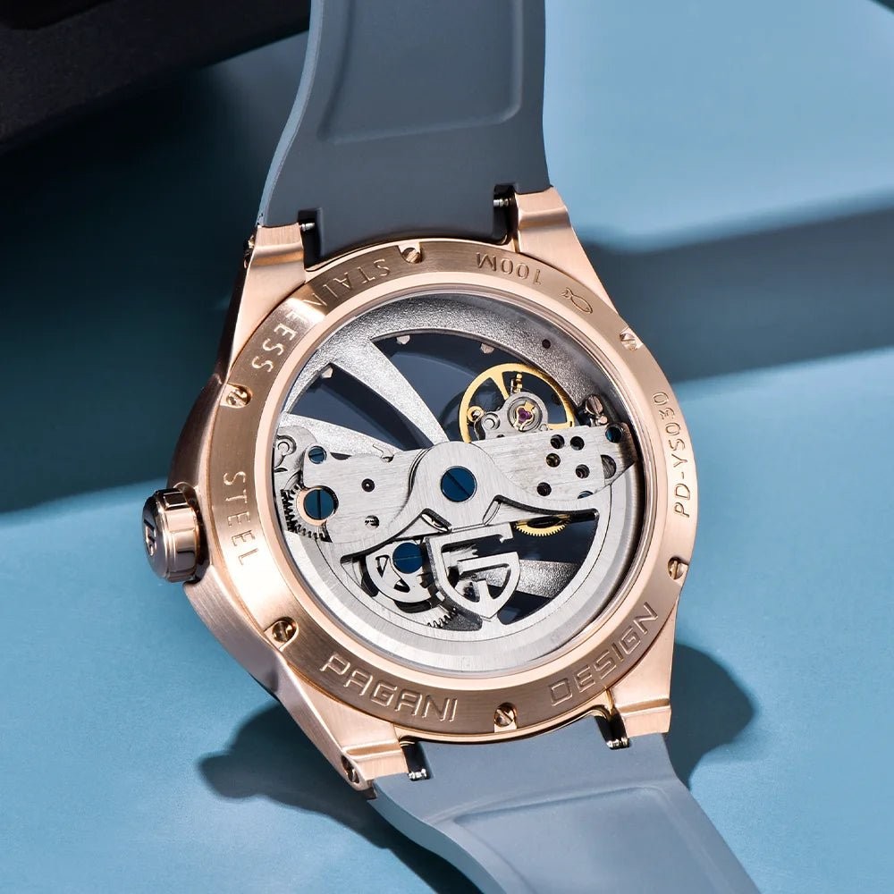 Pagani Design PD-YS030 Silver Black Skeleton Stainless Steel Men’s Watch