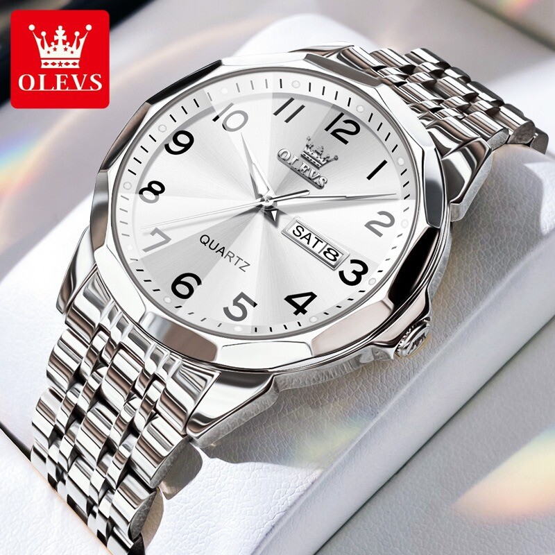 OLEVS Luxury Men’s Quartz Watch Business 3 Bar Luminous Stainless Steel Watch