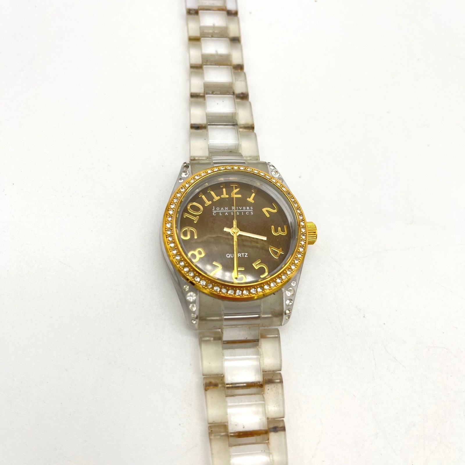 Joan Rivers Classics Women’s Gold Tone Rhinestone Bezel Quartz Watch READ!