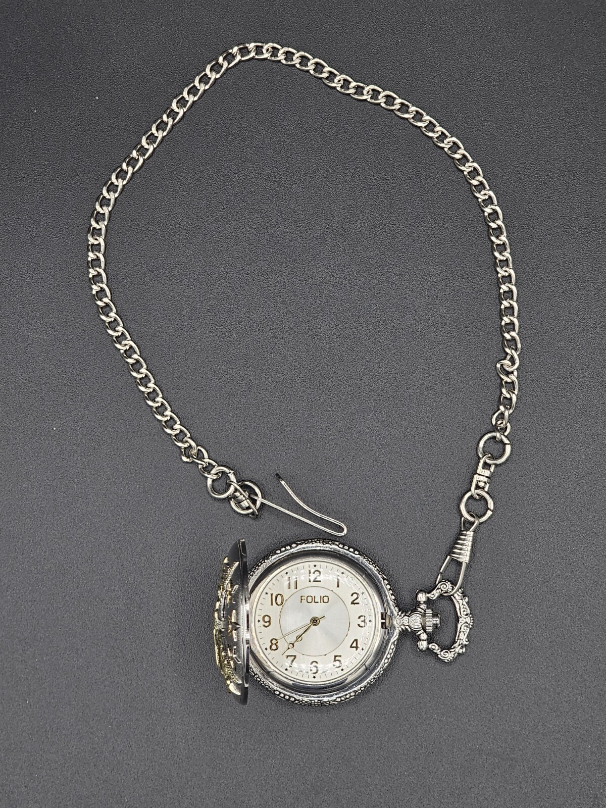Folio Pocket Watch American Eagle Gold and Silver Toned