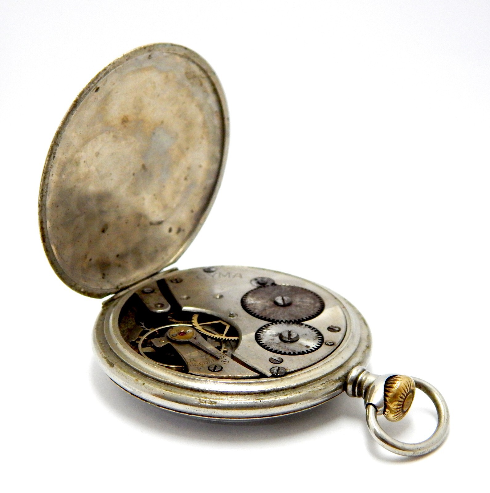 Pocket Watch CYMA Suisse Open Face Dial Porcelain 50mm 1910c To Restore Parts