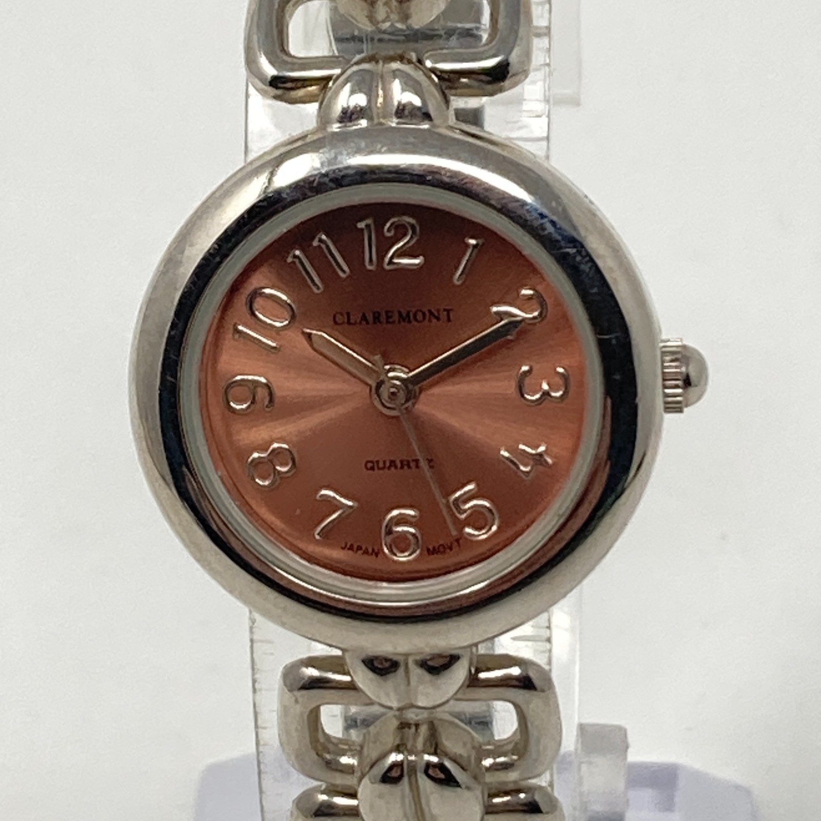 Claremont Womens Watch 25mm Silver Tone Rose Gold Dial Stretch New Battery 6.75″