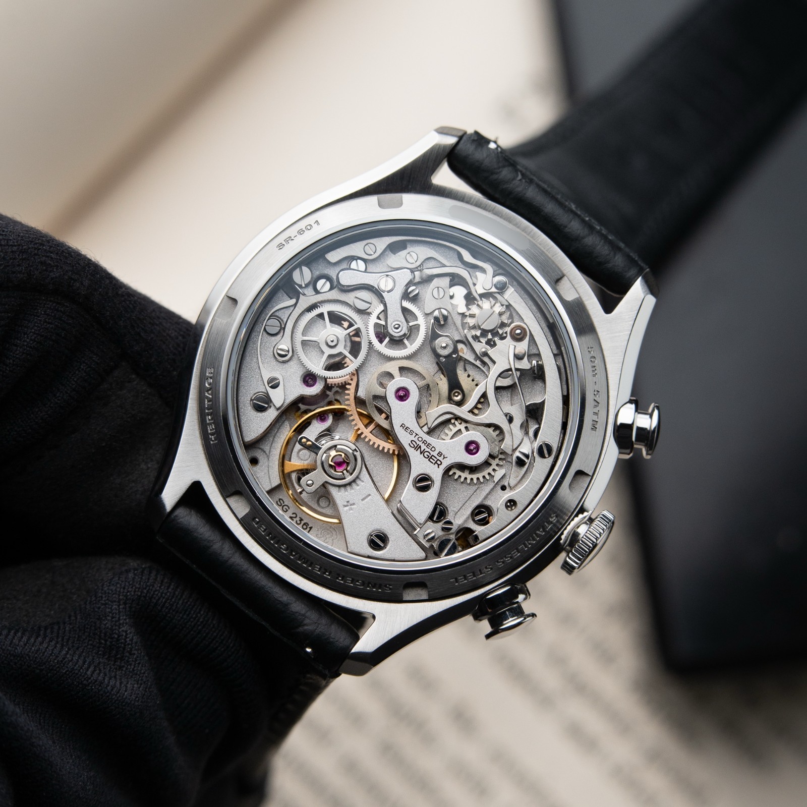 Singer Reimagined Heritage Chronograph 8/2025 Piano Black Dial 38.8 Manual Watch