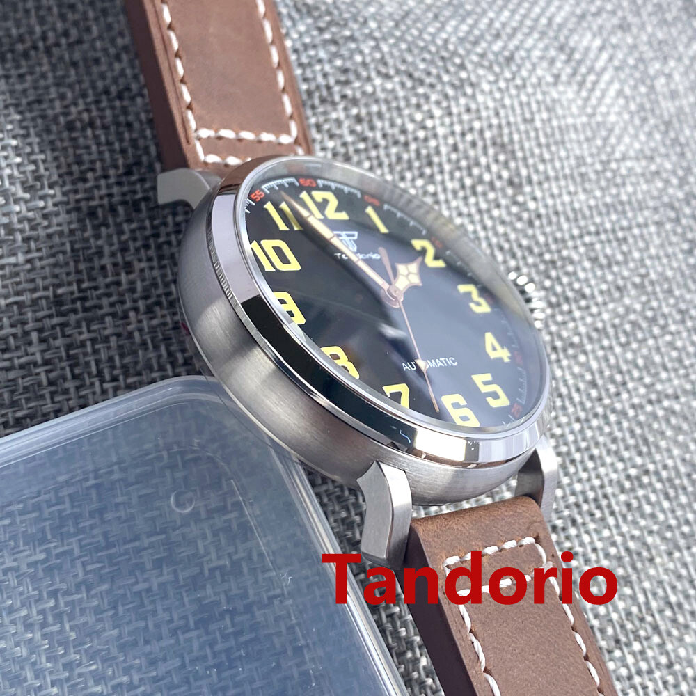 46.5mm Tandorio Sapphire Glass NH35A PT5000 Auto Movement Big Men Watch Luminous
