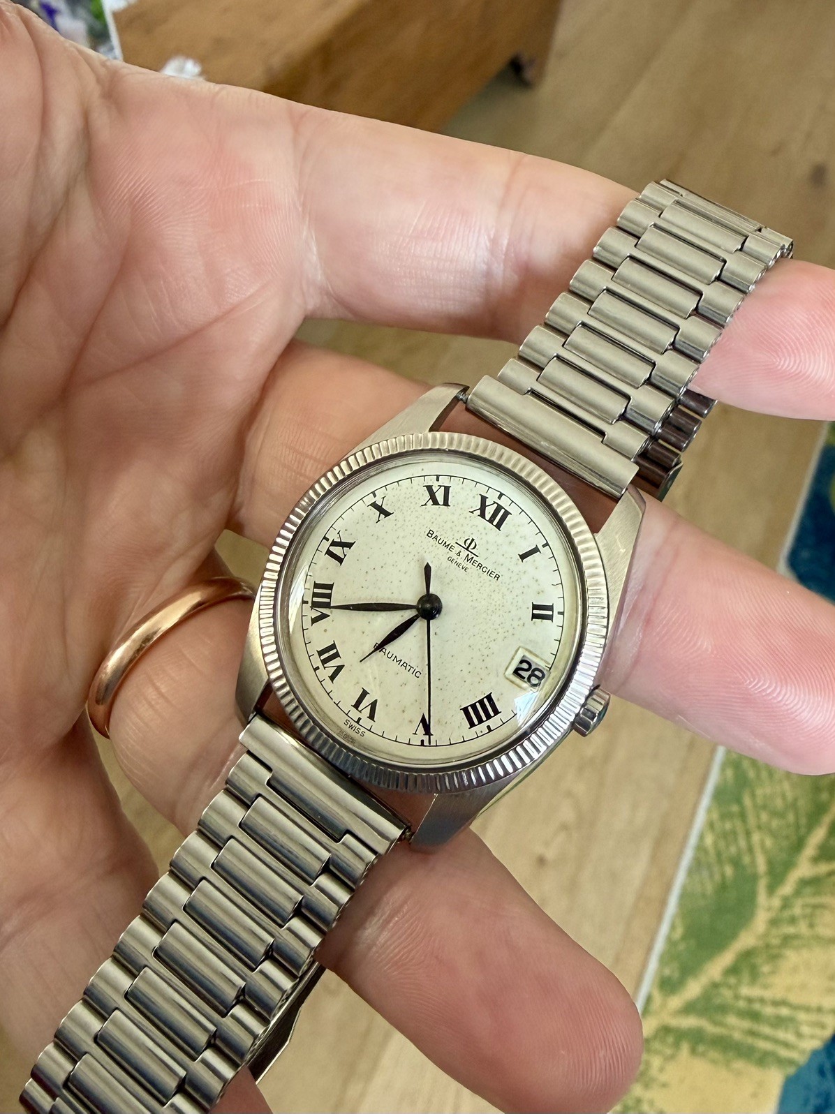Baume Mercier Baumatic 1185 Vintage Micro Rotor Buren 34mm Unpolished
