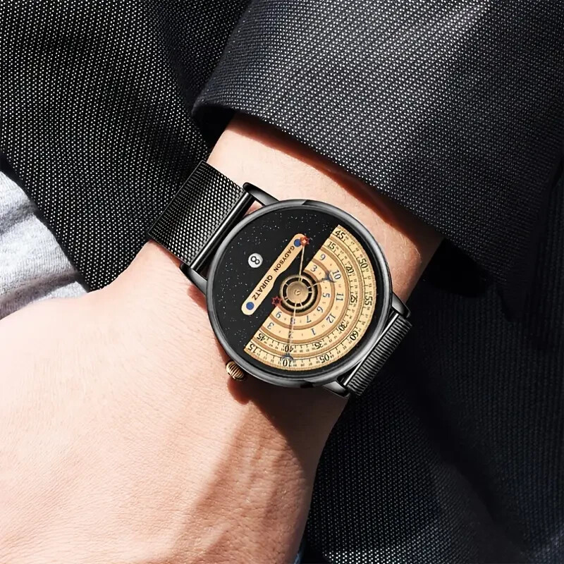Stylish Cool Men Stainless Steel Mesh Quartz Watch High-Quality Waterproof Gift