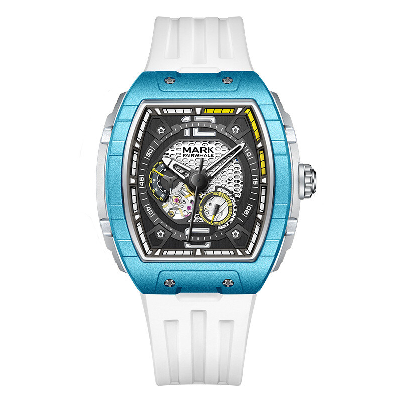 MARK FAIRWHALE Tonneau Hollow Luminous Tourbillon Automatic Mechanical Watch