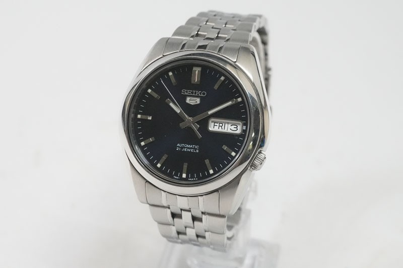 Seiko 5 Automatic 21 Jewels 7S26-01V0 Blue Sunburst Day-Date Men’s Watch
