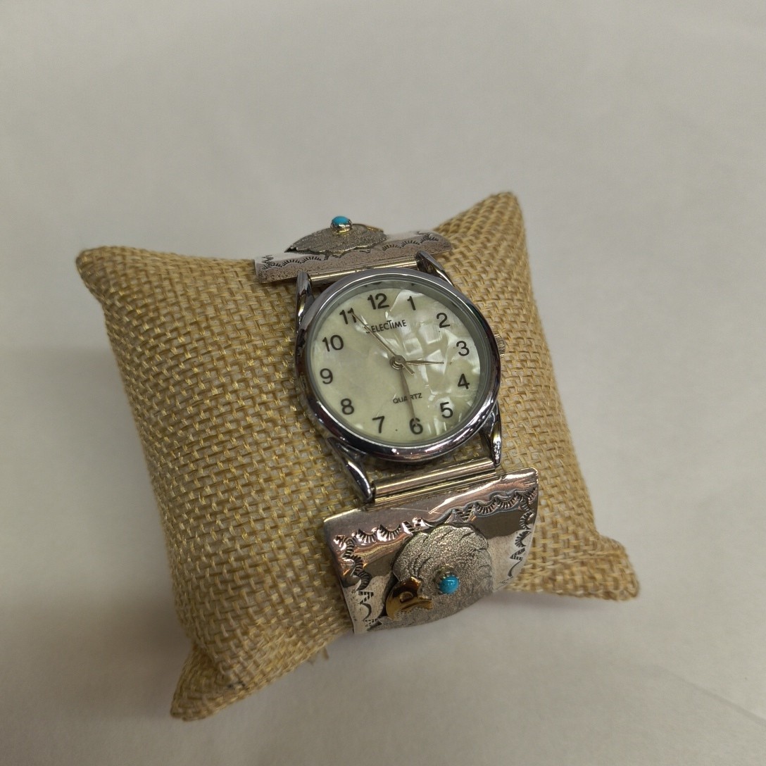 Men’s Stretch Watch Sterling, Turquoise Eagle Native American *Needs Battery