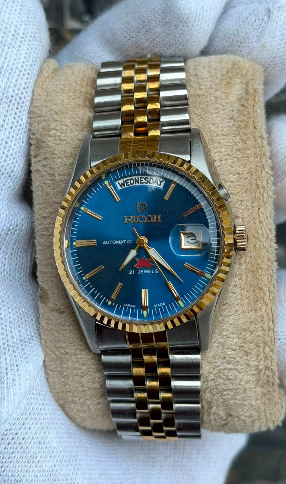 Vintage Ricoh President Two_Tone Automatic Movement Blue Dial Day/Date