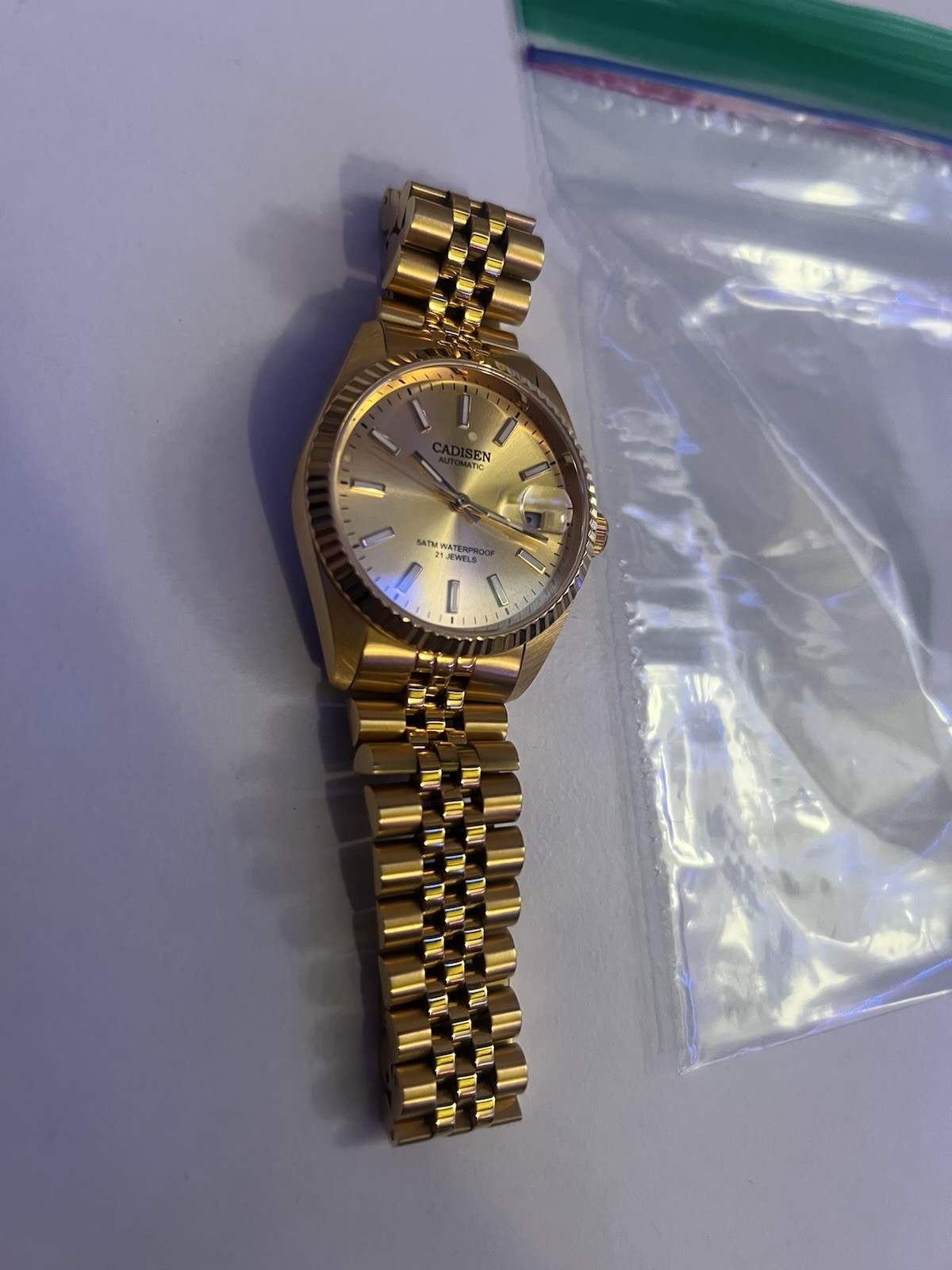 Cadisen 8053 38mm 5ATM 128g Sapphire Date Luminous Indices & Hands Japanese Auto