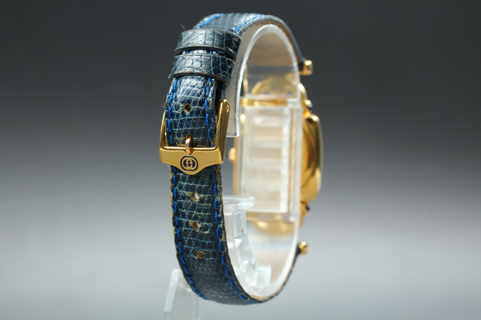 [Exc+5] GUCCI 6300L 22mm White Dial Blue Band Quartz Women’s Watch from JAPAN