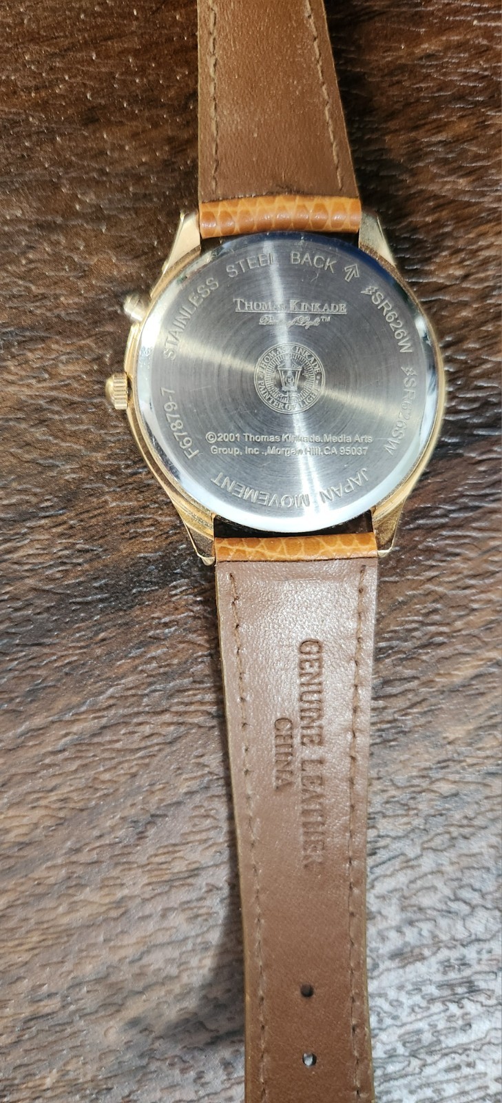 THOMAS KINKADE Collectible Light House Gold Tone Watch Leather Band Not Tested