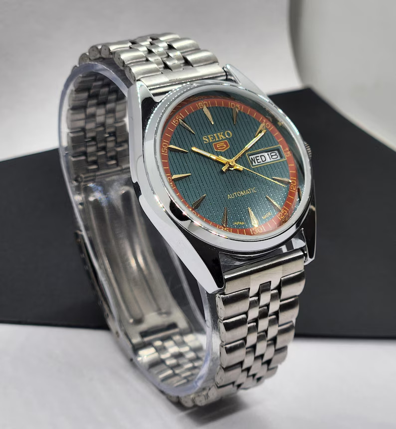 Montre automatique Seiko 5 vintage remise à neuf 6309A, 17 rubis, boîtier en a