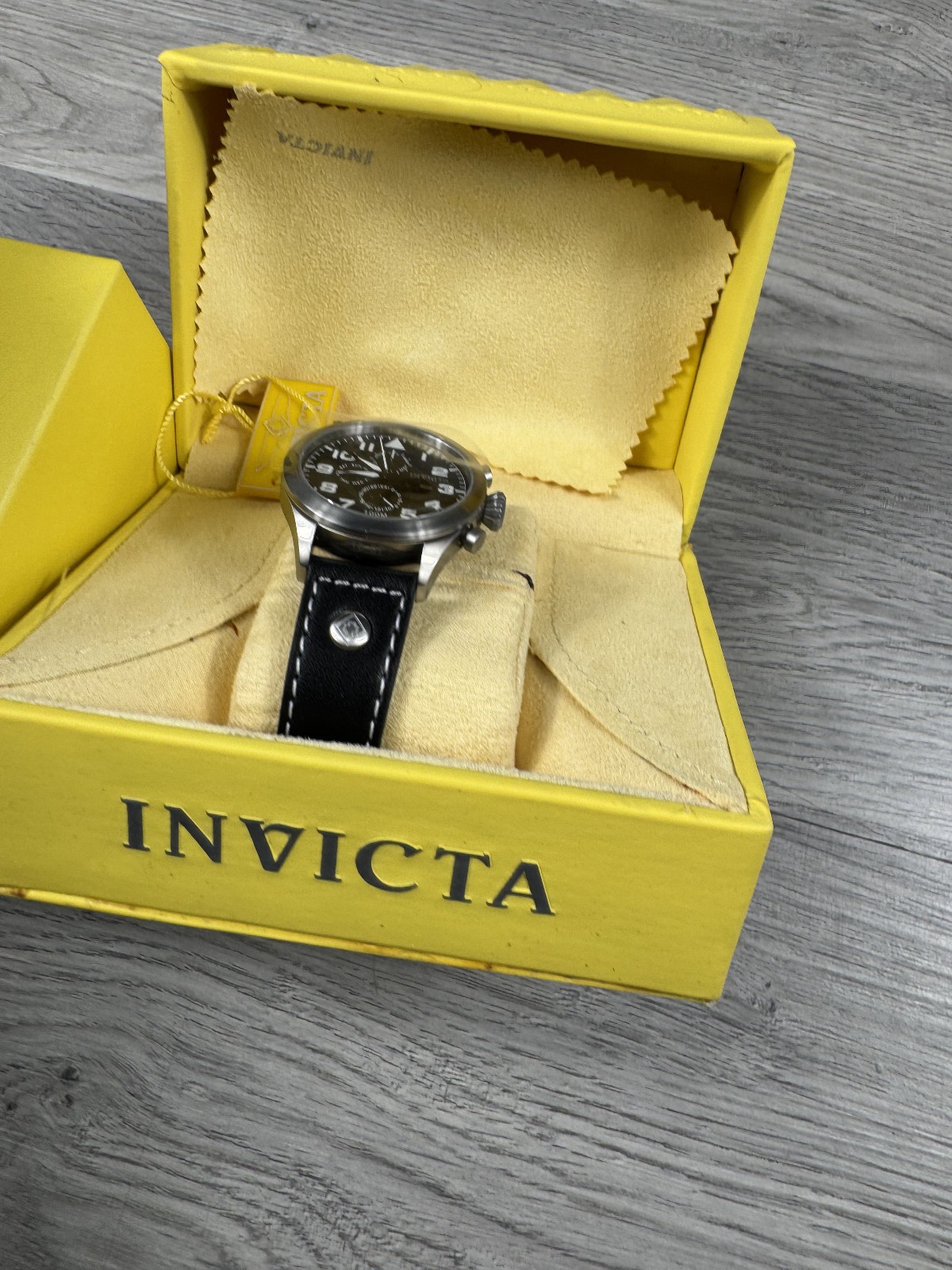 Invicta I Force Black Leather Men’s Watch Water Resistant 100M Flame Fusion READ