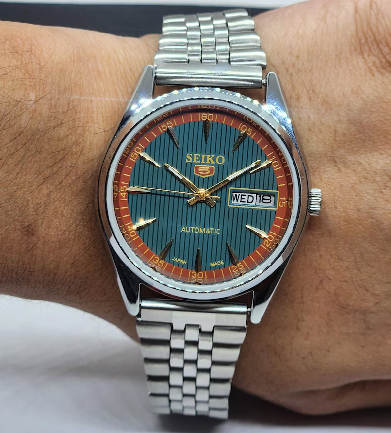 Montre automatique Seiko 5 vintage remise à neuf 6309A, 17 rubis, boîtier en a